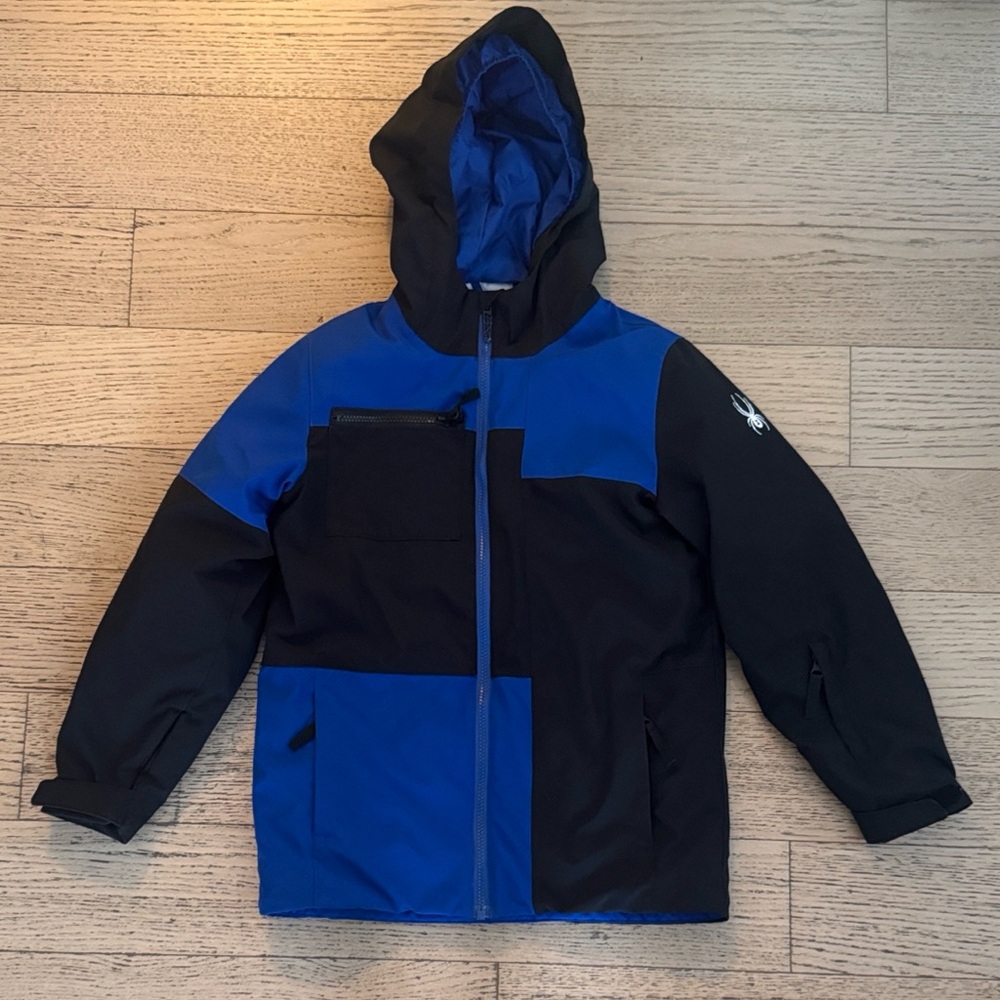 🕷️SPYDER Boys Nederland Insulated Ski Coat, Electric Blue & Black, size 12